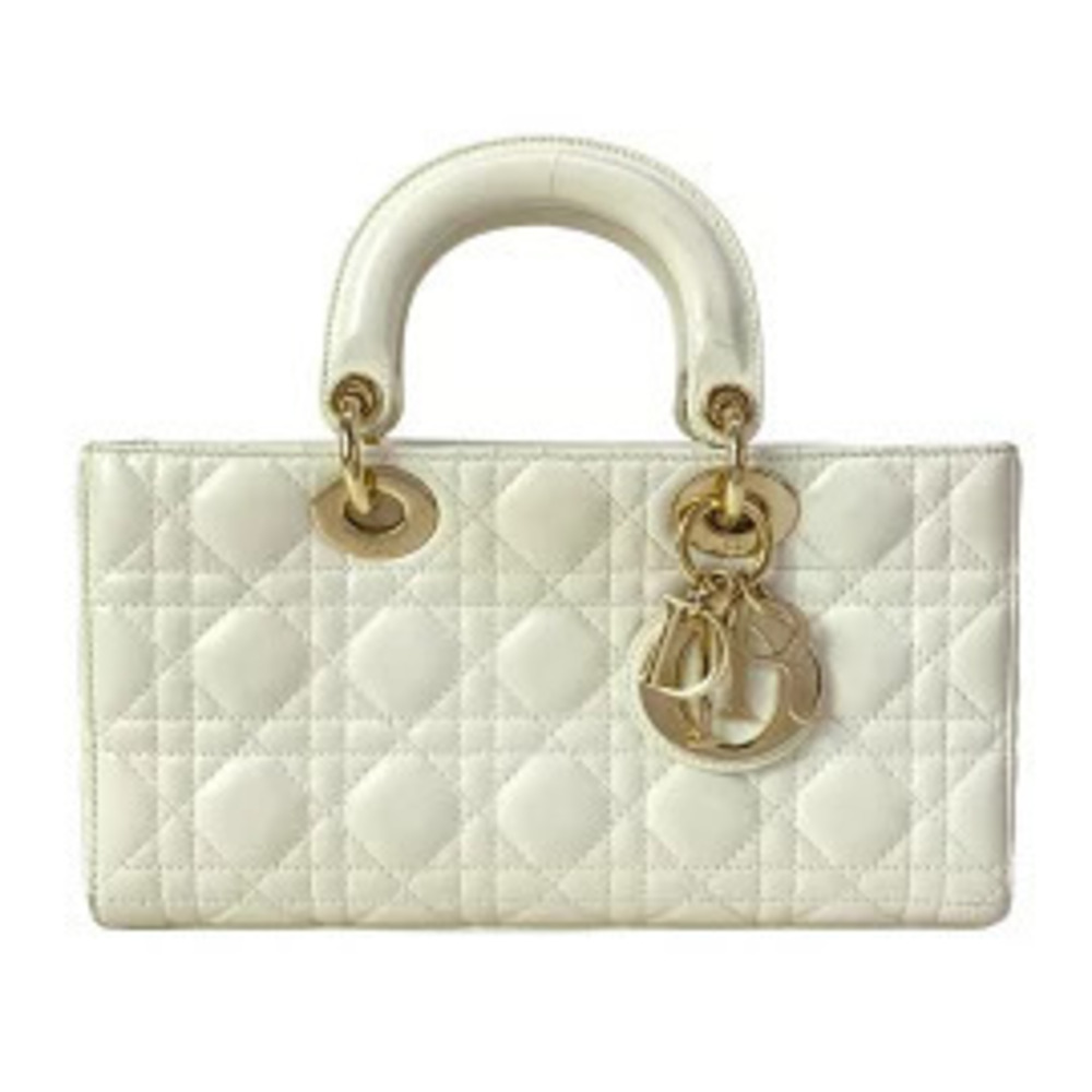 Christian Dior Lady D Joy Handbag White Lambskin